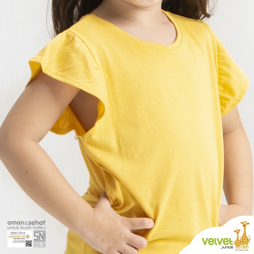 Velvet Junior Kaos Anak Perempuan - Ruffle Tees - Lemon Drop / Kuning