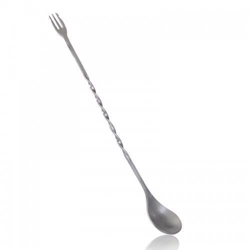 Sendok Panjang Terdapat Tusukan / Sendok Cocktail Stainless 32Cm / Long Bar Spoon Fork Cocktail