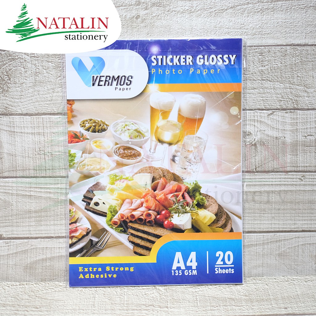 

VERMOS A4 Sticker Glossy Photo Paper 135 gsm isi 20 / Kertas Foto Stiker