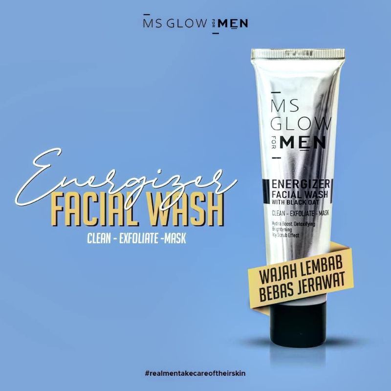MS GLOW FOR MEN ENERGIZER FACIAL WASH / FACIAL WASH MS GLOW MEN / MS GLOW FOR MEN BEBAS JERAWAT