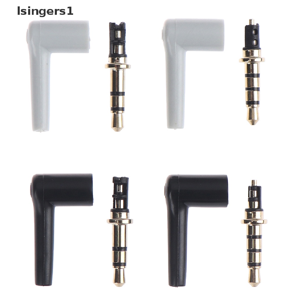 (lsingers1) 2pcs / lot plug jack Audio 3.5mm 90 Derajat 3 / 4 pole 3.5 Lapis Emas