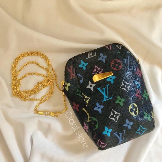 NEW HPO Pocket Bucket Motif ELVI LIST GOLD Tali Selempang Rantai / Tas HP / Dompet HP