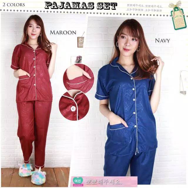 Baju Tidur Piyama Wanita Pajamas Cewek Dewasa Motif Katun Embos CP