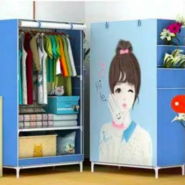 Lemari baju portable/rak baju kecil/rak baju portable/lemari baju lipat/rak baju lipat