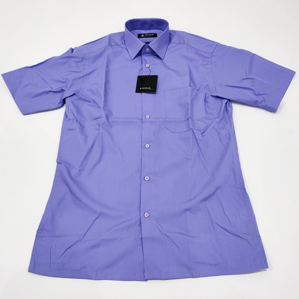 Kemeja ALISAN Polos Lengan PENDEK Regular Fit ( UNGU 2  )