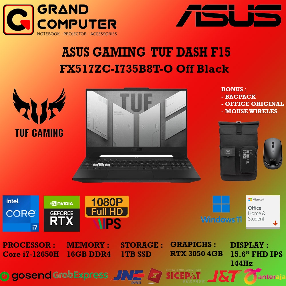 asus tuf gaming dash f15 fx517zc i735b8t i7 12650h 16gb 1tb rtx3050 win 11 ohs