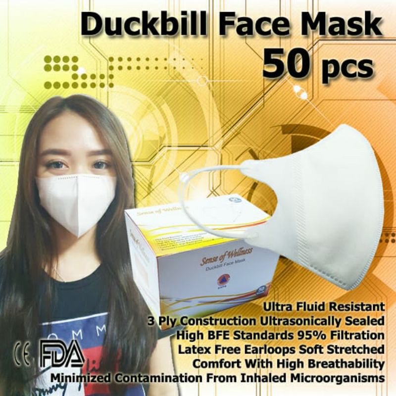 Masker Duckbill 3Ply Disposable Duck Bill 3 ply Bedah Medis Earloop - DUCKBILL 1 box isi 50 pcs