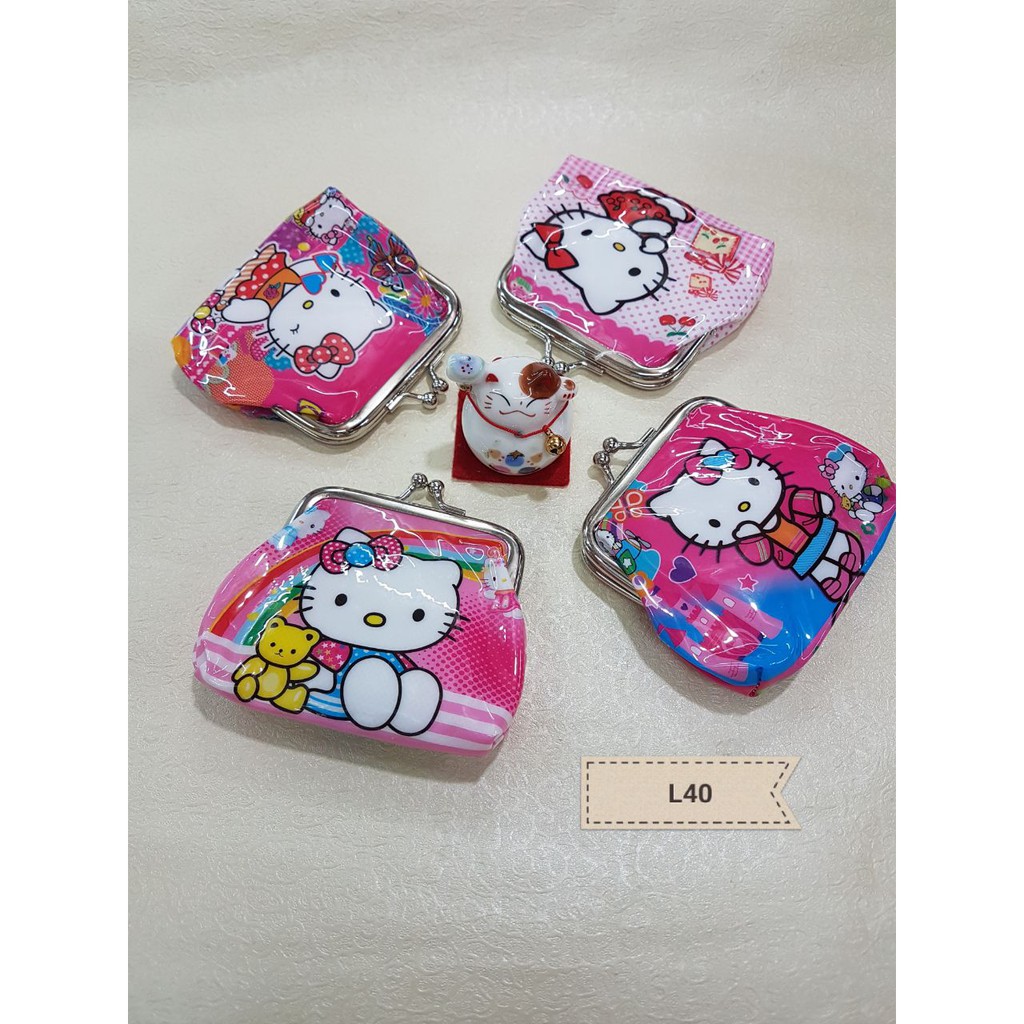  Dompet  Koin  Perempuan Model Klip Mini Motif Kartun Hello  