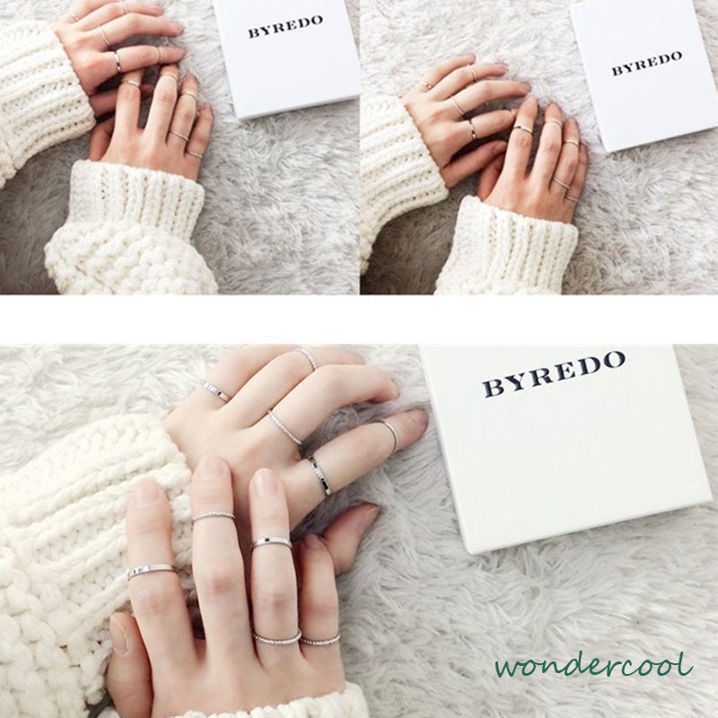 10pcs / Set Cincin Minimalis Gaya Korea Untuk Wanita-Won