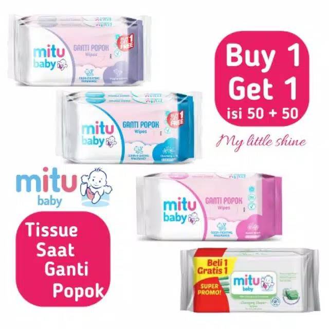 Promo tissue mitu ganti popok 50 Sheet.(beli 1 gratis 1 )