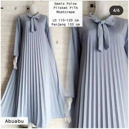 Gamis plisket/gamis plisket jumbo-abu abu