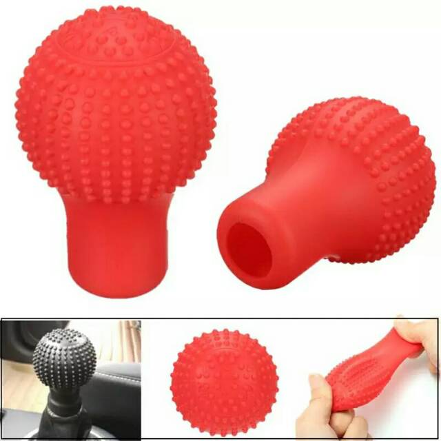 Merah Red Cover Sarung Karet Silicone Stick Shift Knob Persnel Gigi Mobil Manual Pelindung Penutup