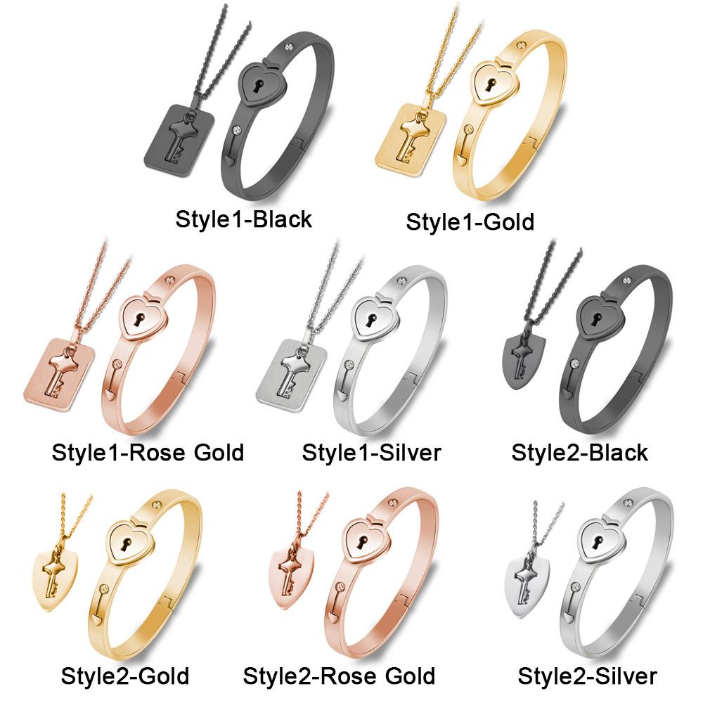 Lily Concentric Lock Key Fashion Pria Dan Wanita Perhiasan Kalung