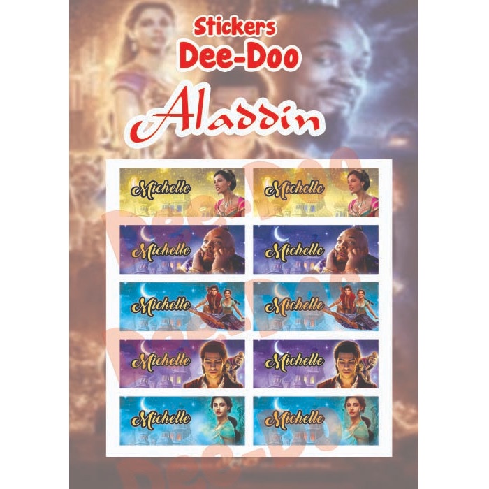 

Sticker waterproof label nama anak karakter ALADDIN