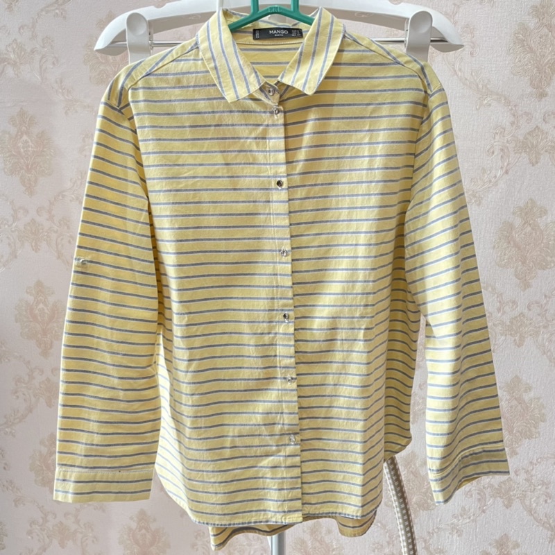 Preloved Kemeja Mango Yellow Striped Shirt (S)