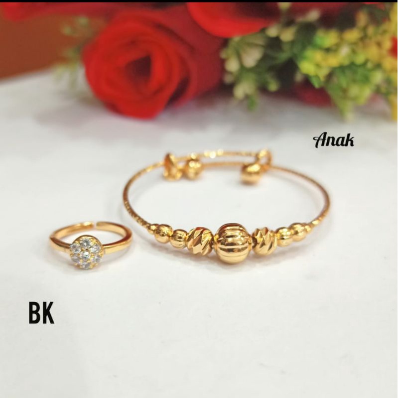 Gelang Tangan Anak Bola Free Cincin Anak Permata Zircon Gold dan Silver Perhiasan Anak