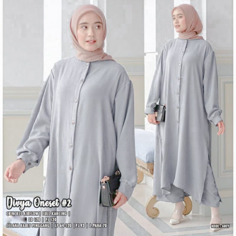 Orimoza One Set Ranum Crinkle-DIVYA LONGSET SILVER
