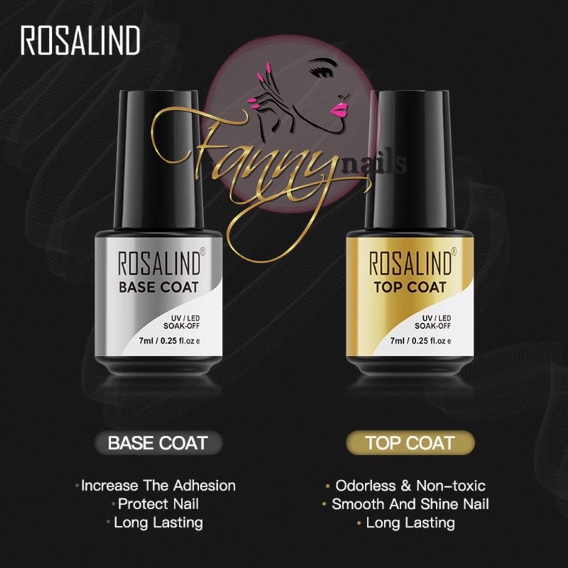 ROSALIND TOP COAT BASE COAT 7ml SOAK OFF GEL POLISH KUTEK GEL NAIL ART