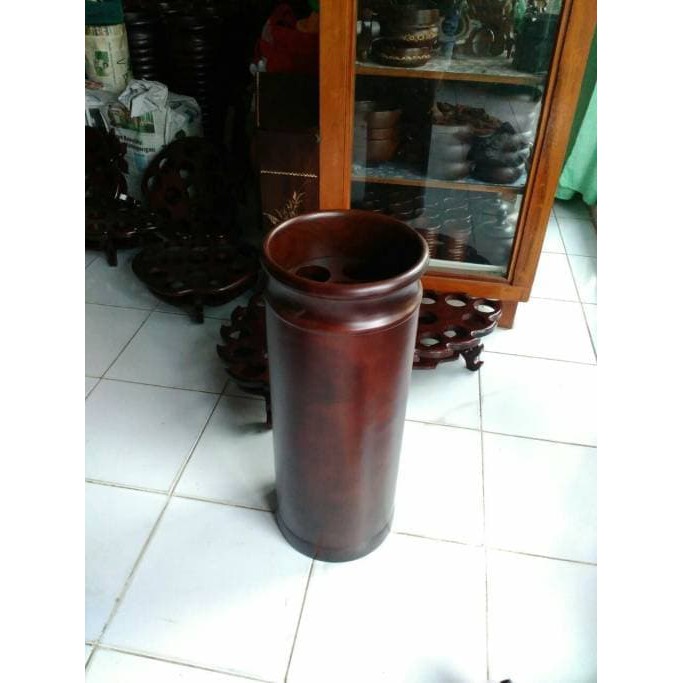 tempat payung polos guci vas bunga kerajinan kayu jati