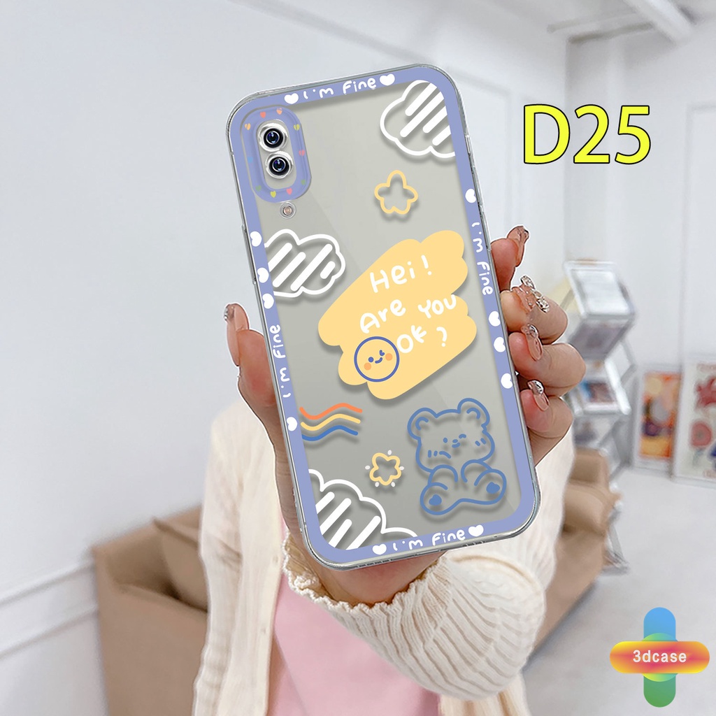 Case VIVO Y20 Y15S Y91C Y21 2021 Y21A V23E Y16 V21 Y21T Y12S Y12 Y30 Y21S Y20S Y12i Y33T Y01 Y91 Y30i Y93 Y95 Y15 Y17 T1 Y55 Y75 Y50 Y53S Y51 2020 Y51A Y10 Y33S Y1S Y11 Y31 Y20i Y91i Y51S Y20G Cute Cartoon Cloud  Bear Transparent Case