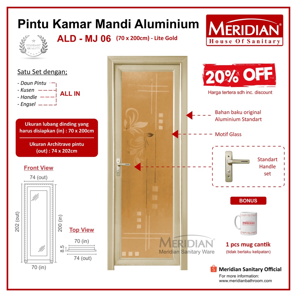Pintu Aluminium Kamar Mandi MERIDIAN - ALD MJ 06