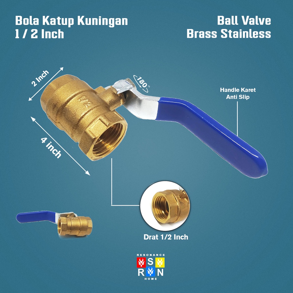 Stop Kran Kuningan 1/2 Inch / Bola Katup Resonance Home