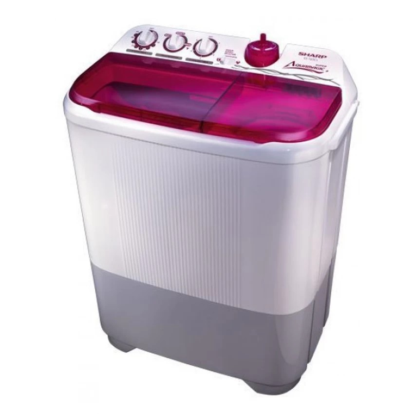 SHARP ES T 85 CR PK PINK AQUAMAGIC / MESIN CUCI SEMI AUTO 8,5 KG LOW VOLTAGE / EST85CRPK