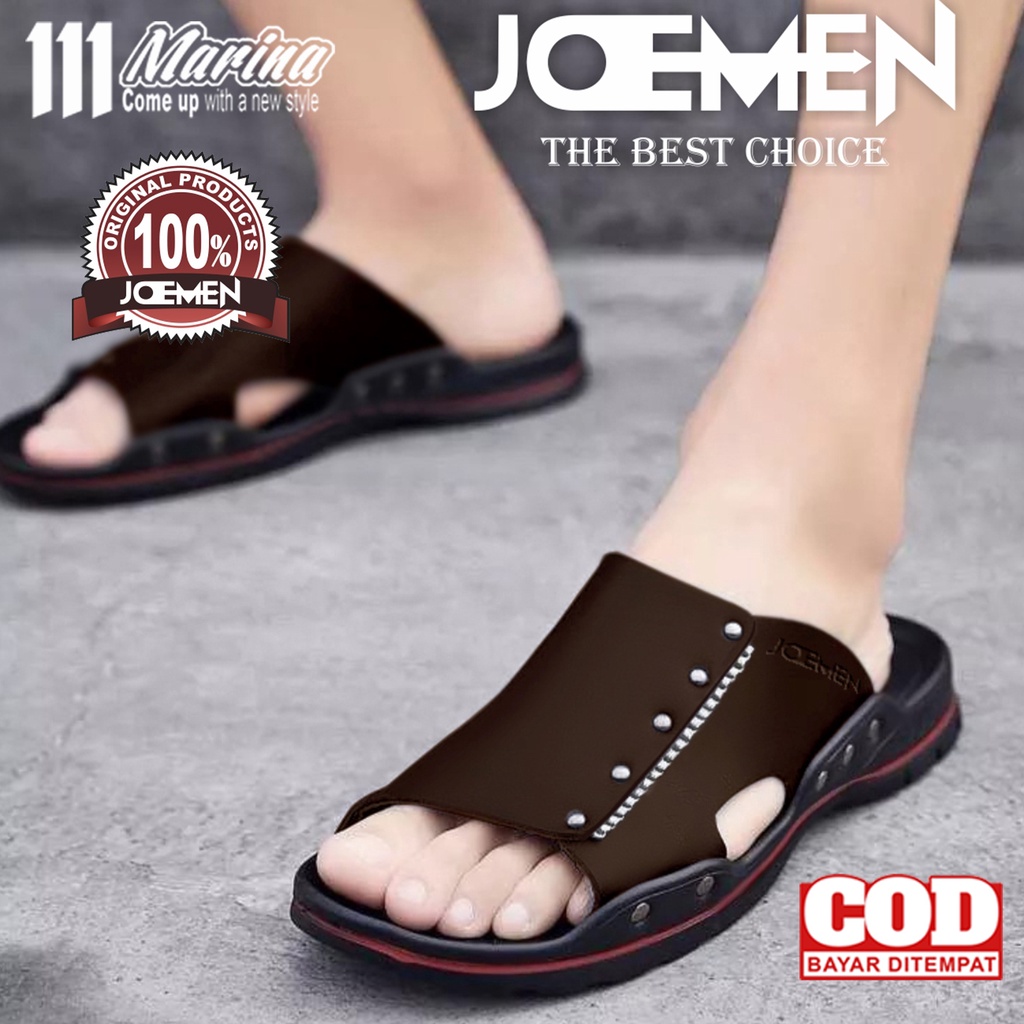 style terbaru    sandal slide kulit pria 100  original branded joemen sendal slop selop import pria 