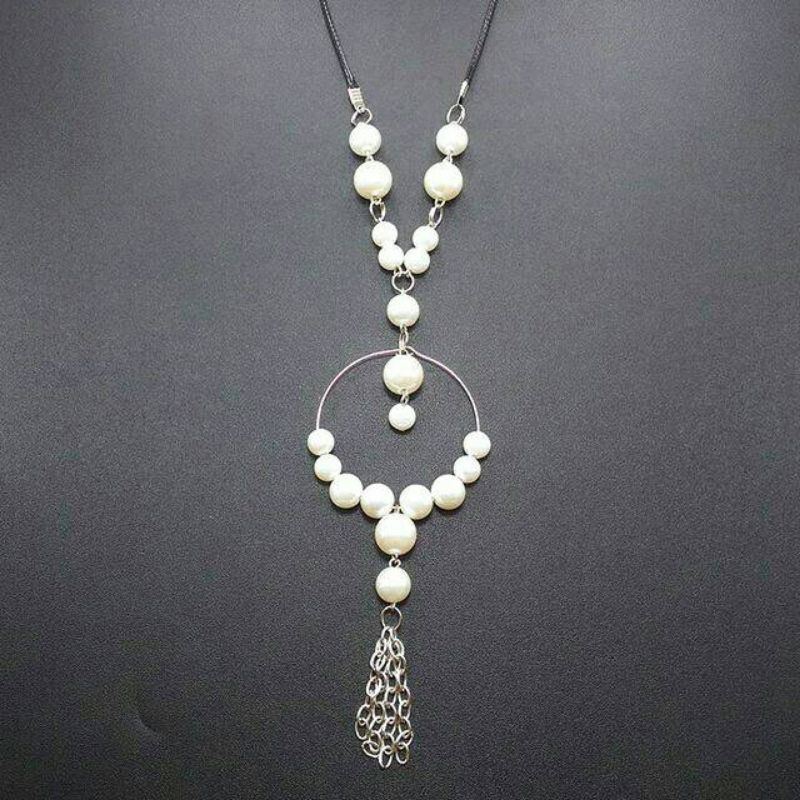 Aksesoris Kalung Hijab Mutiara Ring besar