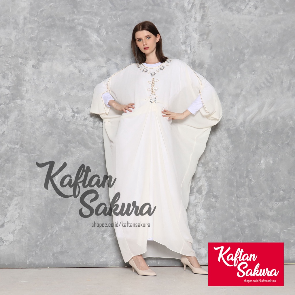 Baju Kaftan Wanita Payet Raisa Bahan Sifon Premium Fashion Muslim mewah terbaru untuk lebaran pesta kondangan 2022 all size FREE MANSET