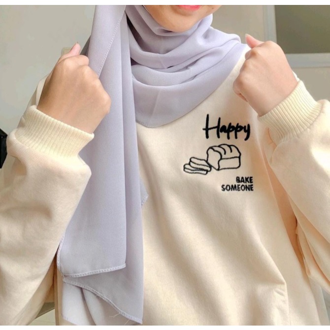 IvannaCollection Jaket Hoodie Wanita Sweater Hodie Wanita Happy Bake Someone Casual Oversize Bahan Tebal