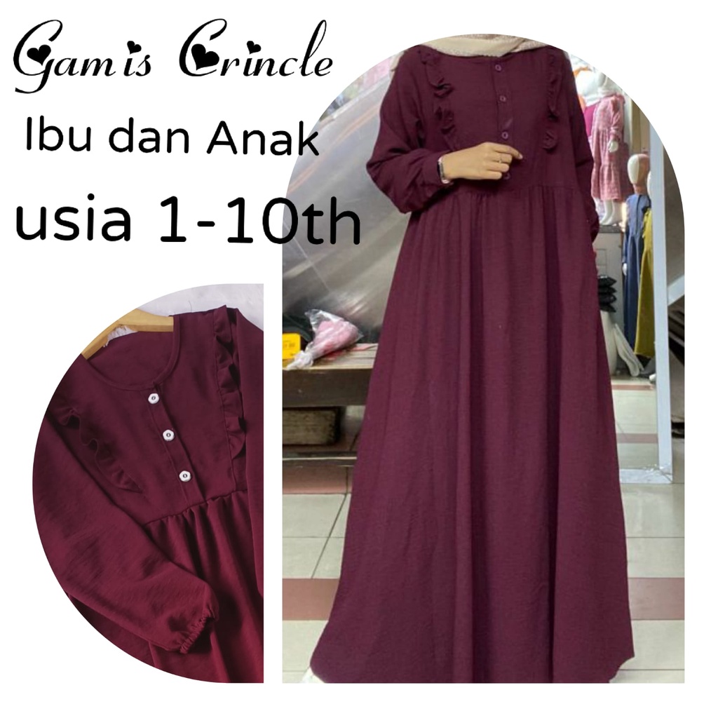 GAMIS CRINCLE COUPLE IBU DAN ANAK USIA 1-15TH