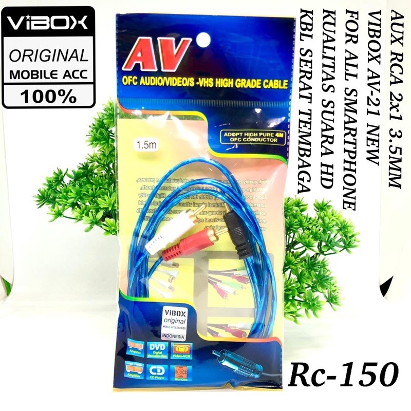 PROMO KABEL RCA 2x1 VIBOX 3.5MM TO AV OUT RC-150 KABEL SERAT TEMBAGA