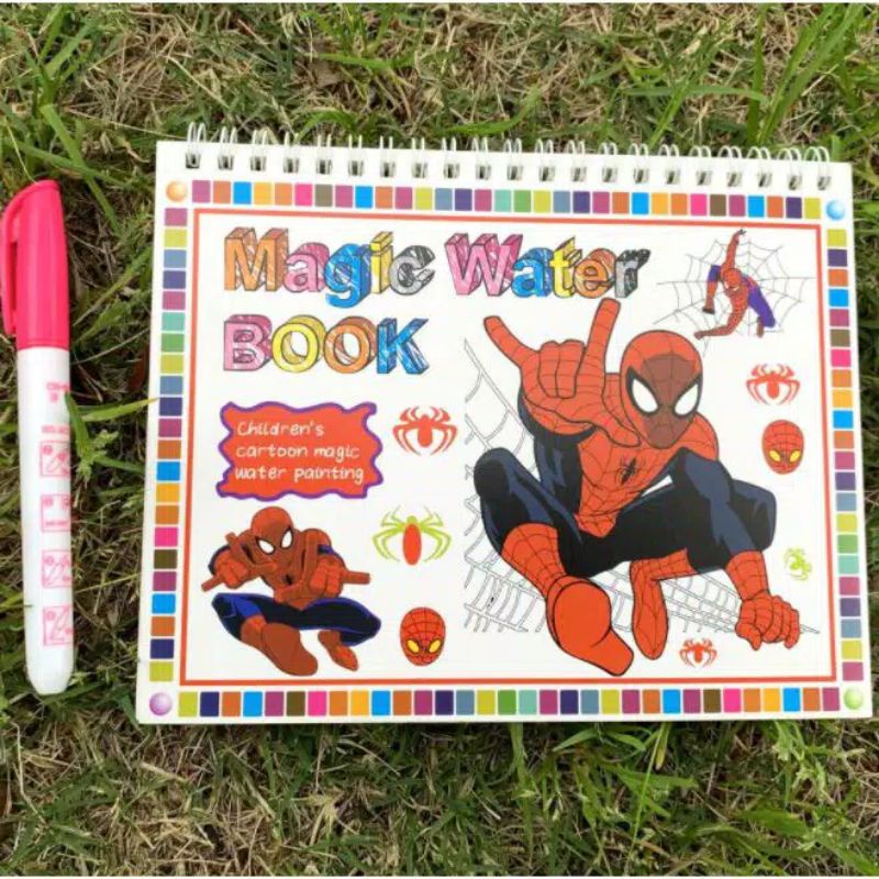 Magic Water Book Color Buku Mewarnai Menggambar Ajaib dengan Pena isi Ulang-Spiderman