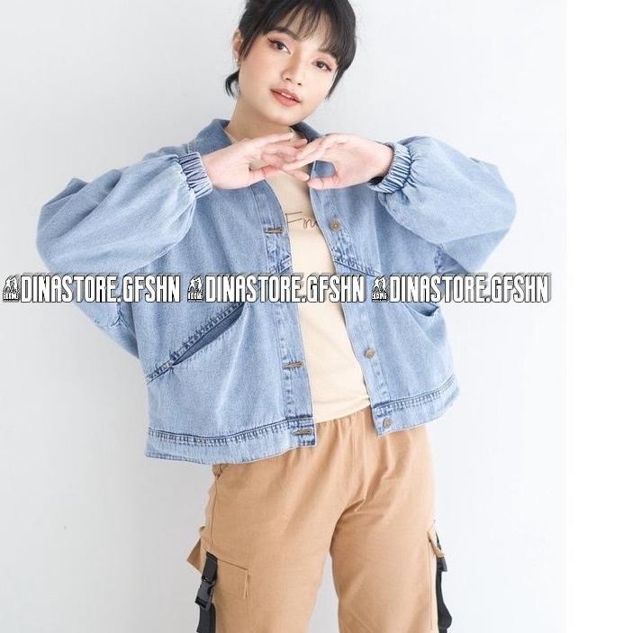 JAKET BAGGY JACKET JEANS OVERSIZE WANITA ORIGINAL KARET LENGAN BALON PREMIUM TERBARU