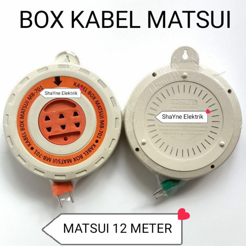 Kabel Roll Box Kabel Stop Kontak 3 Lubang Kabel 12 Meter MATSUI