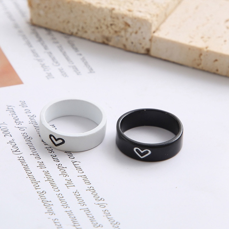 2pcs / Set Cincin Pasangan Desain Hati Butterfly Bunga Untuk Aksesoris Perhiasan