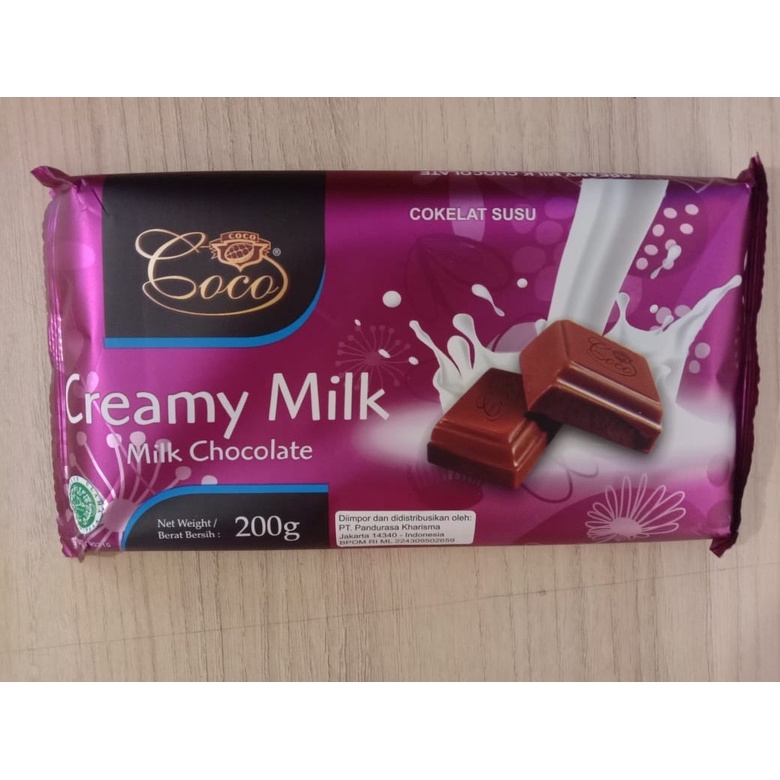 

COCO CREAMY MILK CHOCOLATE 200 GR / COKELAT DENGAN SUSU ALAMI