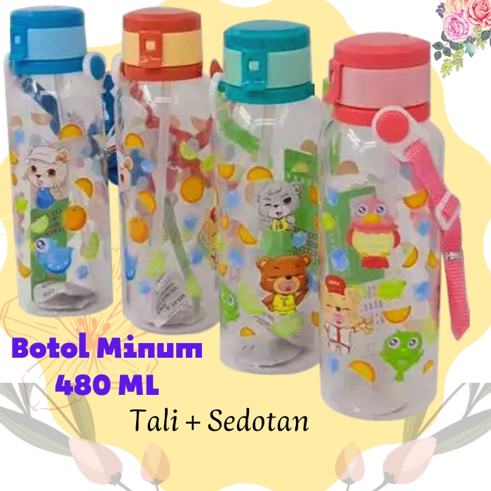 Botol Minum Anak Tali Panjang Sedotan Motif Kartun Animal Binatang Lucu Unik - Botol Minum Tumblr Anak TK SD Lucu Unik Viral