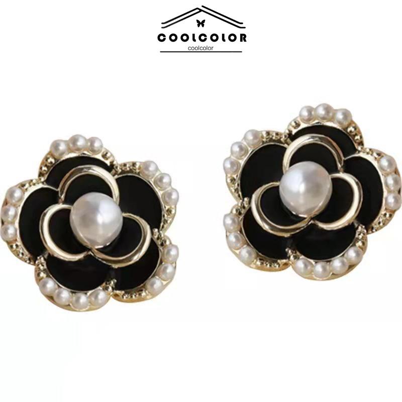 COD Tren Anting Pejantan Camellia Gaya Hong Kong Anting Pejantan Perak Mutiara- cl