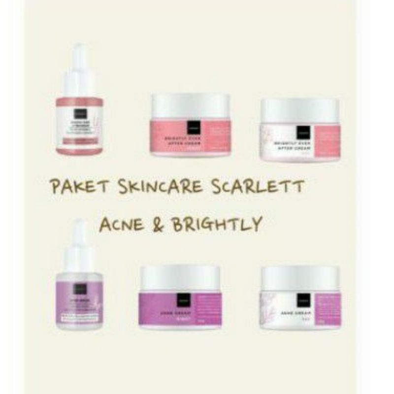 PAKET CREAM WHITENING SCARLETT ACNE DAN BRIGHTLY ORIGINAL