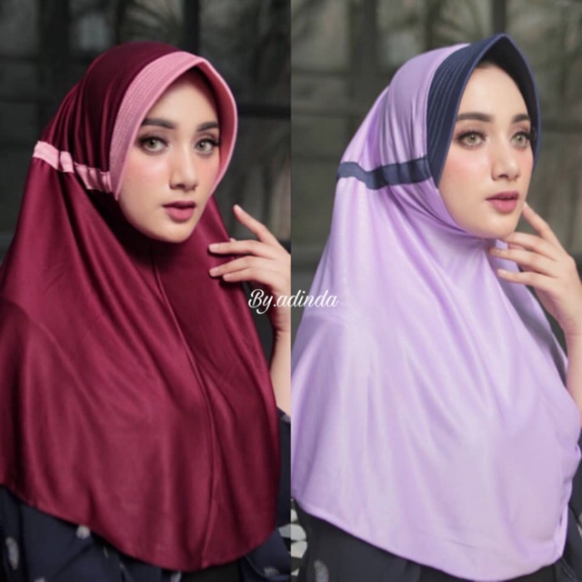 Jilbab Serut Kombinasi JERSEY LYCRA Hijab Instant Shopee 