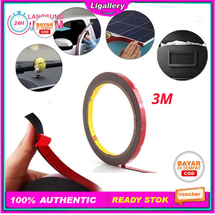 

[BISA COD] Perekat Isolasi Double Tape Foam 0.5cm X 3cm Double Tape Lem Pereket