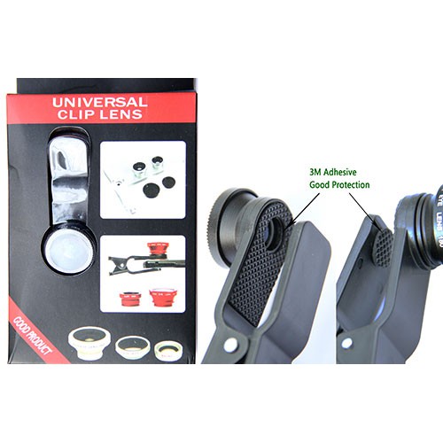 Lensa clip universal 3 in 1 (fish eye, macro lens, wide lens)