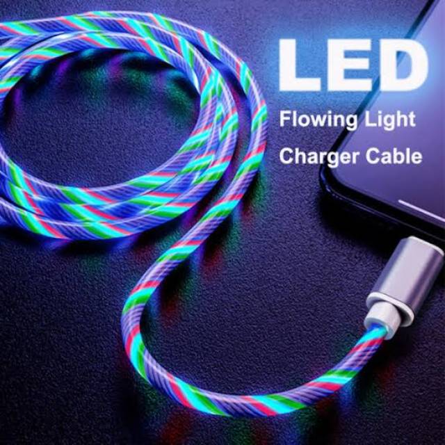 KABEL DATA iphon lightning LAMPU LED FLOWING 3A fast charge 5/5S/6/6+/7/8/7+/8+ nyala lampu mengalir