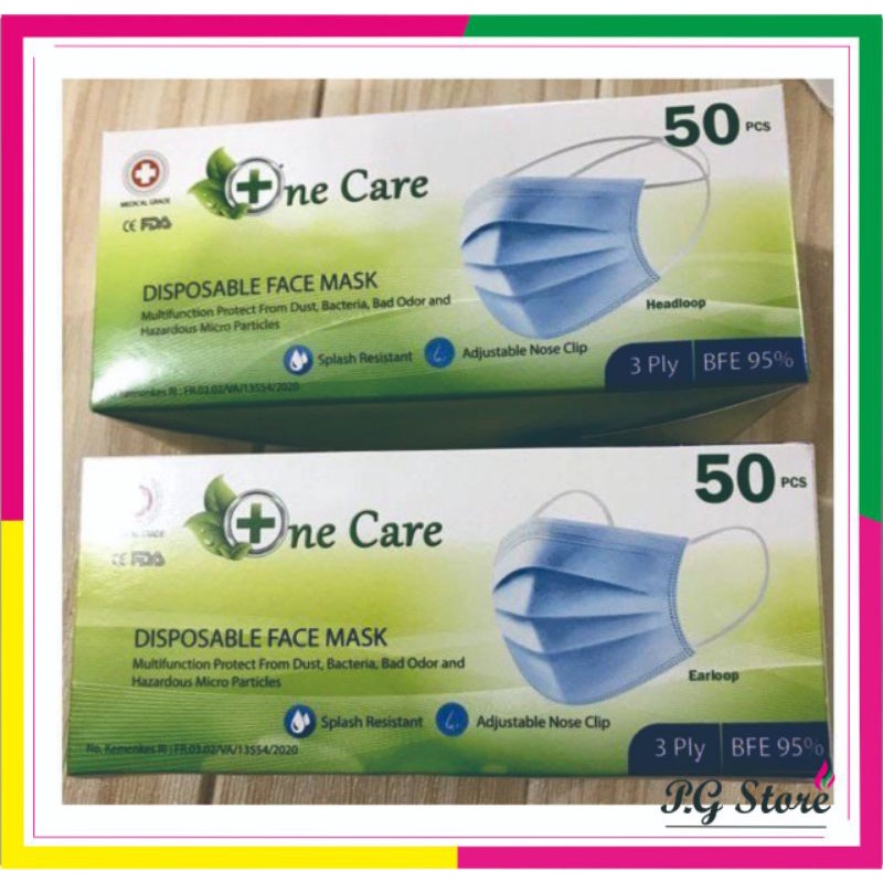 MASKER N_CARE 1 BOX (50PCS)/ MASKER EARLOOP 3PLY/ DISPODABLE FACE MASK