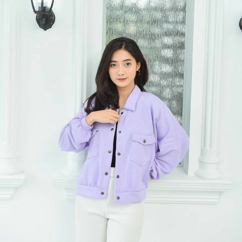 Valery Jaket // Jaket Olin // Olin Button // Jaket Button FLeece Crop-LILAC