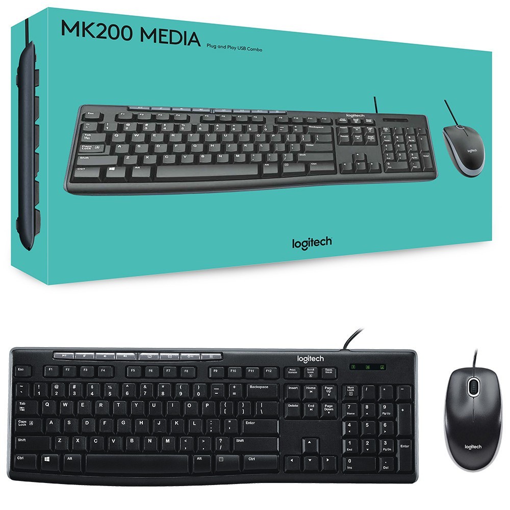 Logitech Keyboard + Mouse MK200 Multimedia USB