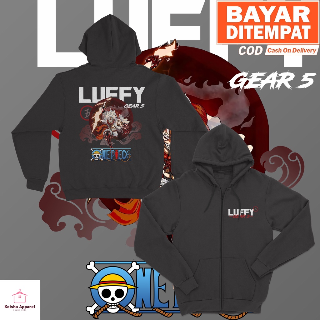 JAKET ZIPPER ANIME ONE PIECE MONKEY D LUFFY GEAR 5 SERIES JAKET LUFFY COWOK CEWEK
