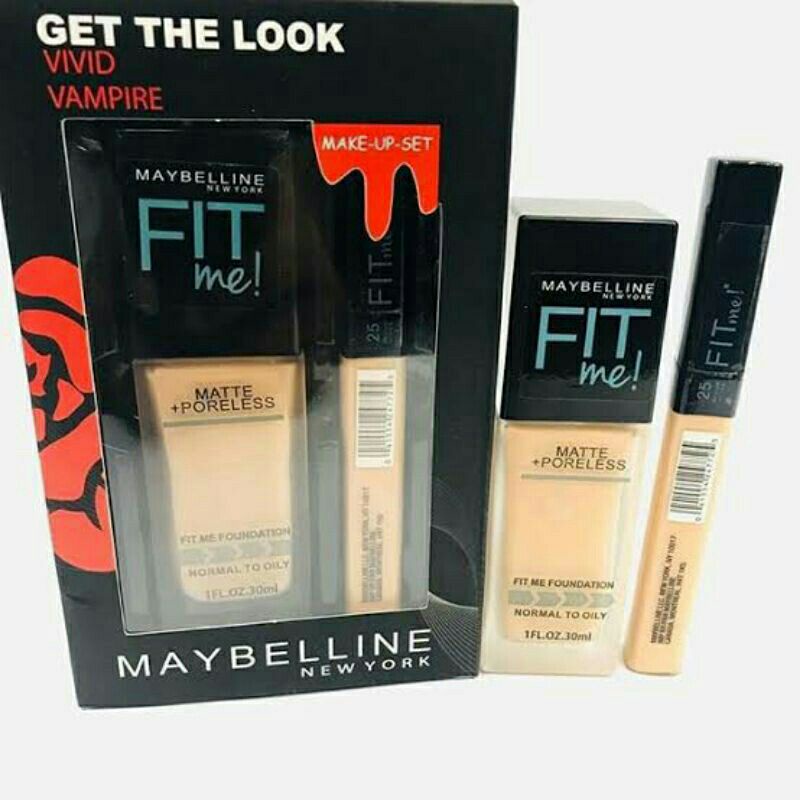 Kosmetik lengkap set maybelline fit me fondation + conceler